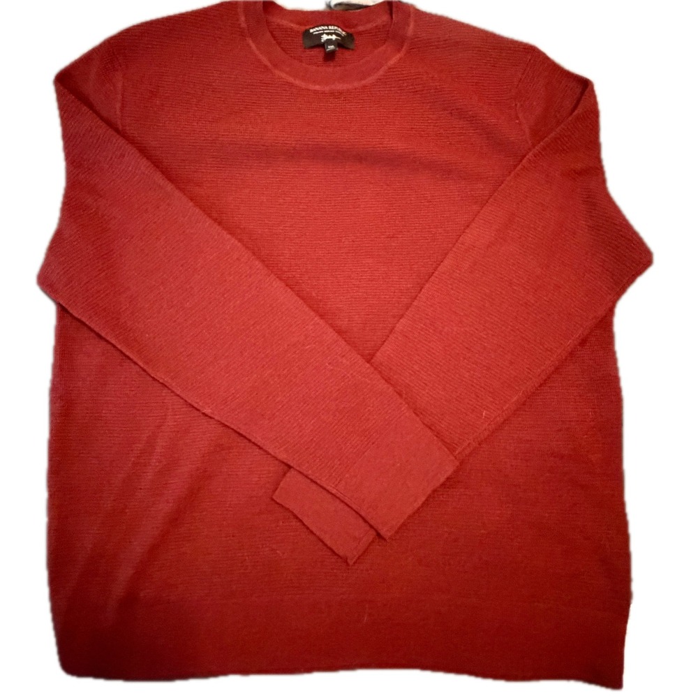 BANANA REPUBLIC Italian Merino Wool Crewneck Sweater XXL Burgundy Red